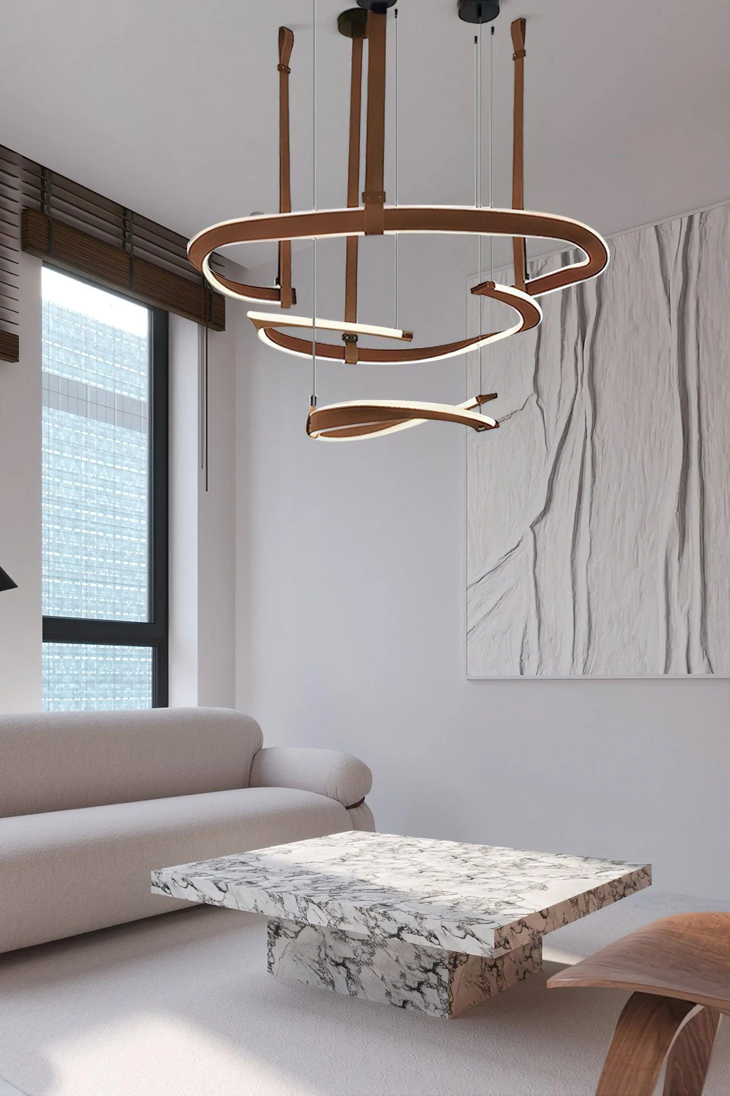 Cesorora Curved Artificial Leather Chandelier - Image 23