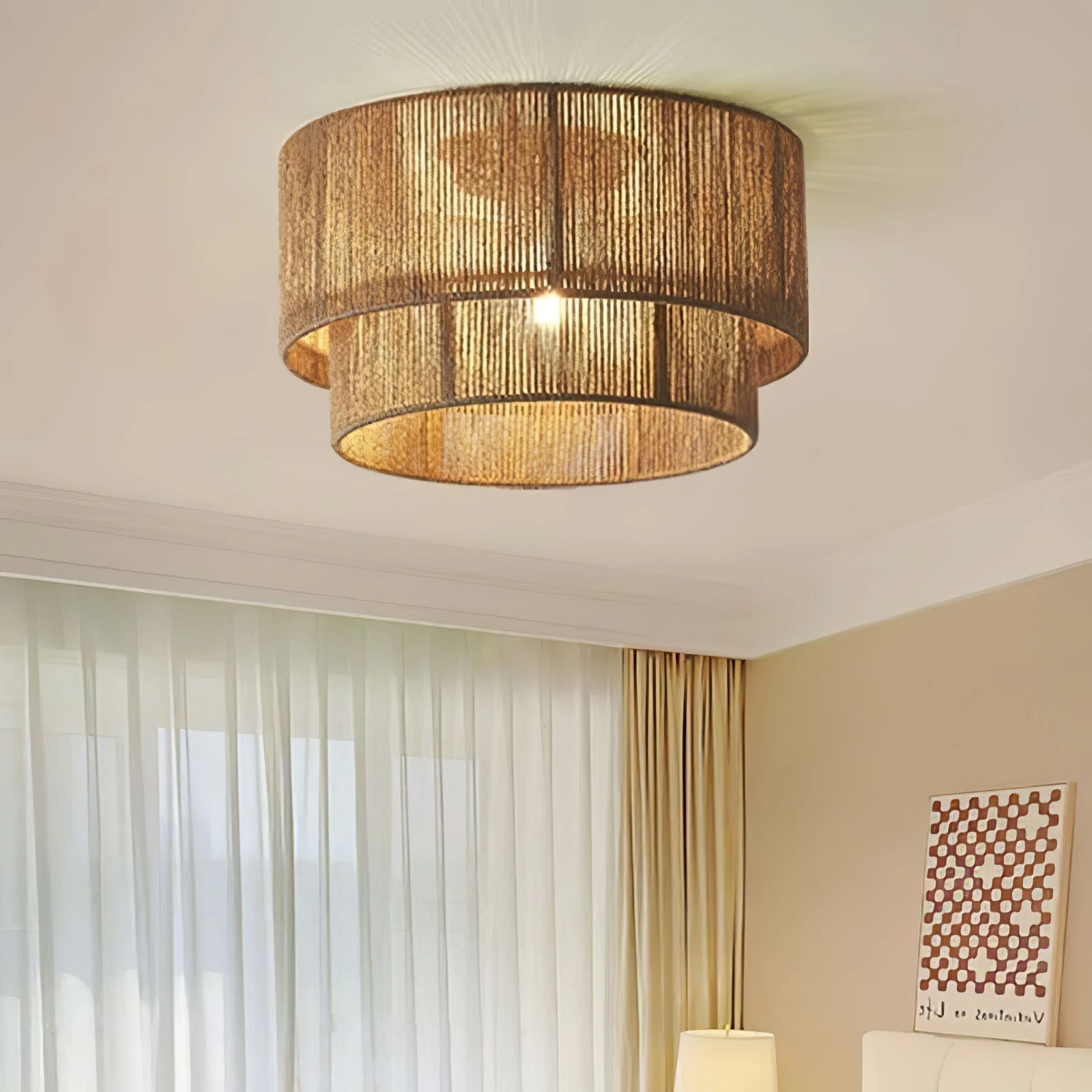 Cevynara Elegance Natural Woven Ceiling Lamp - Image 2