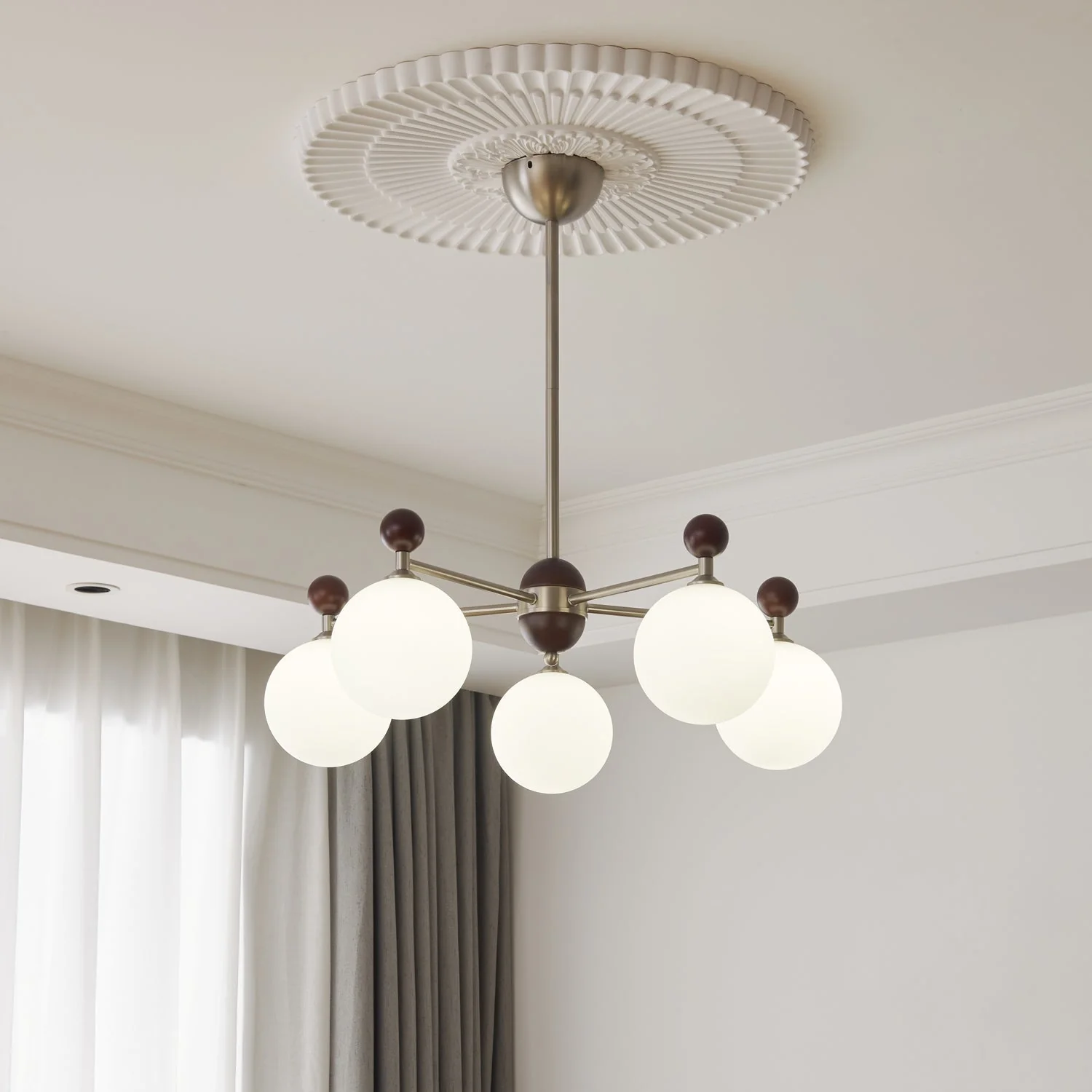 Cimirora Traditional Elegance Wood Glass Chandelier - Image 21