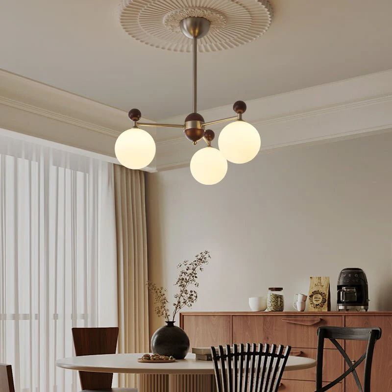 Cimirora Traditional Elegance Wood Glass Chandelier - Image 5