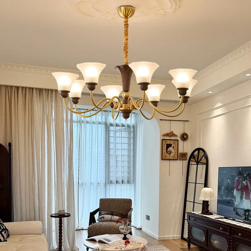 Ciphaen Traditional Elegance Vintage Wood Glass Chandelier - Image 32