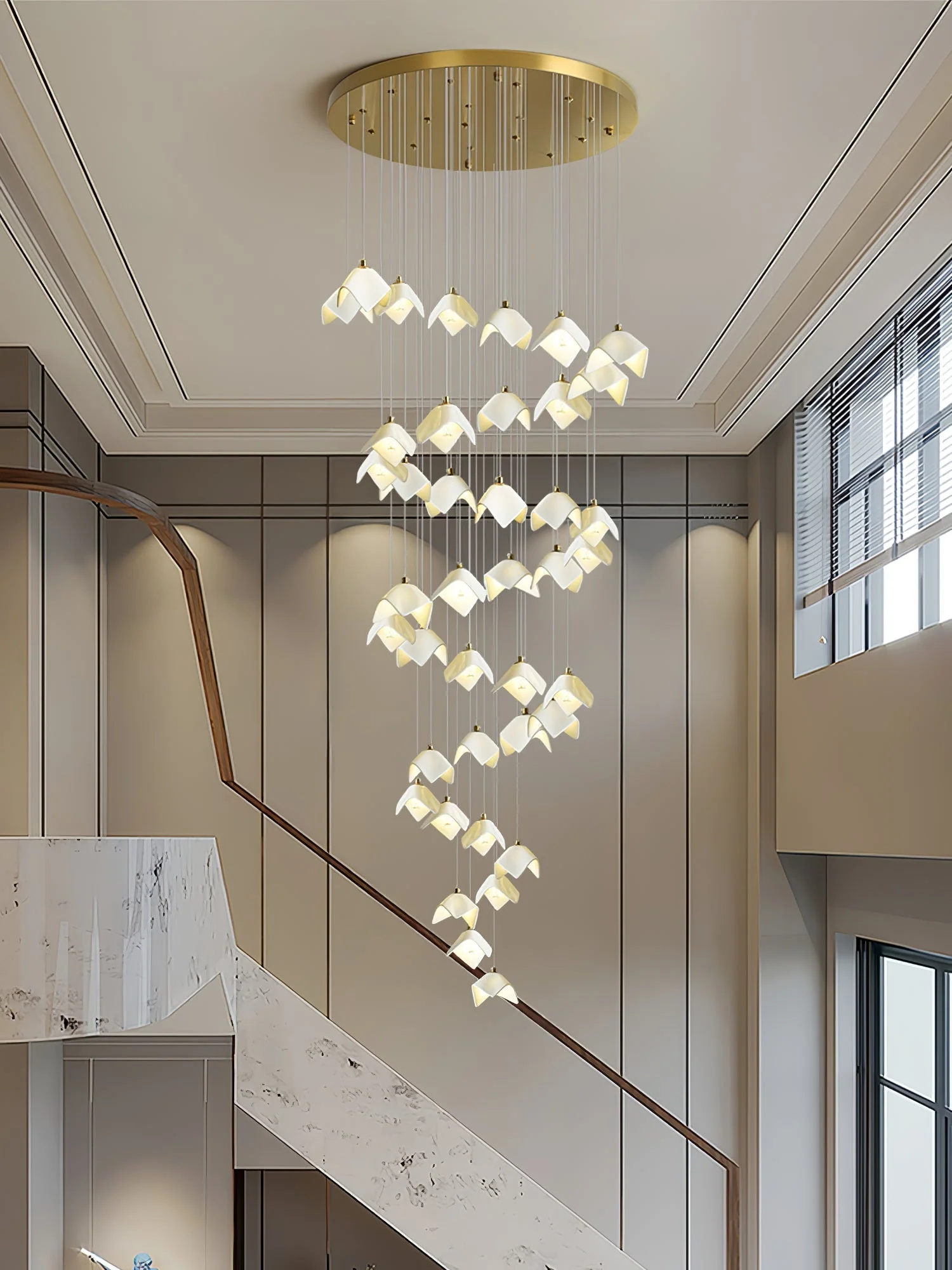 Cithayra Geometric Glass Brass Chandelier - Image 12