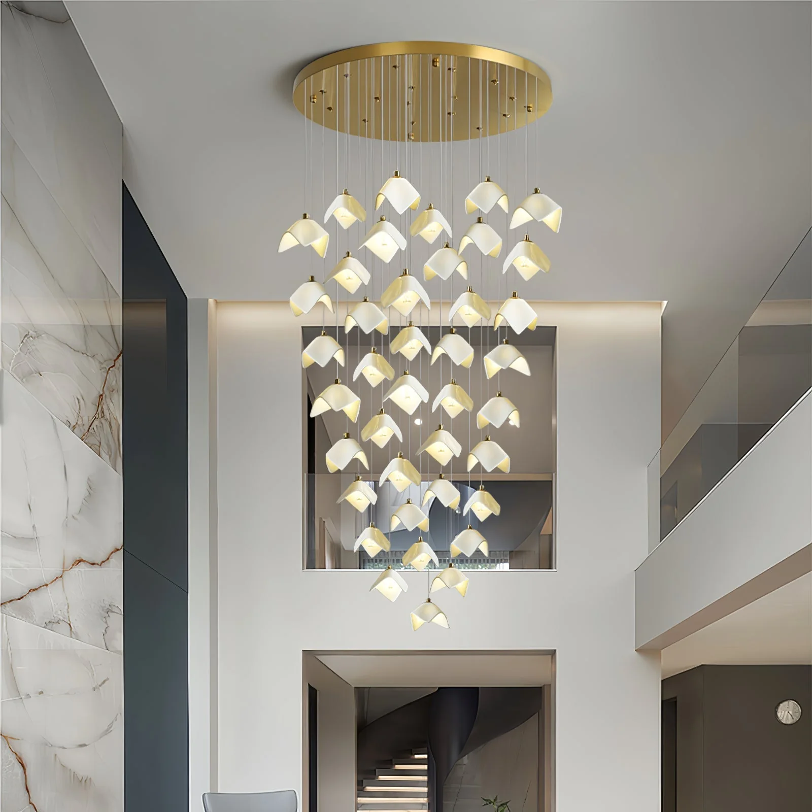 Cithayra Geometric Glass Brass Chandelier - Image 16