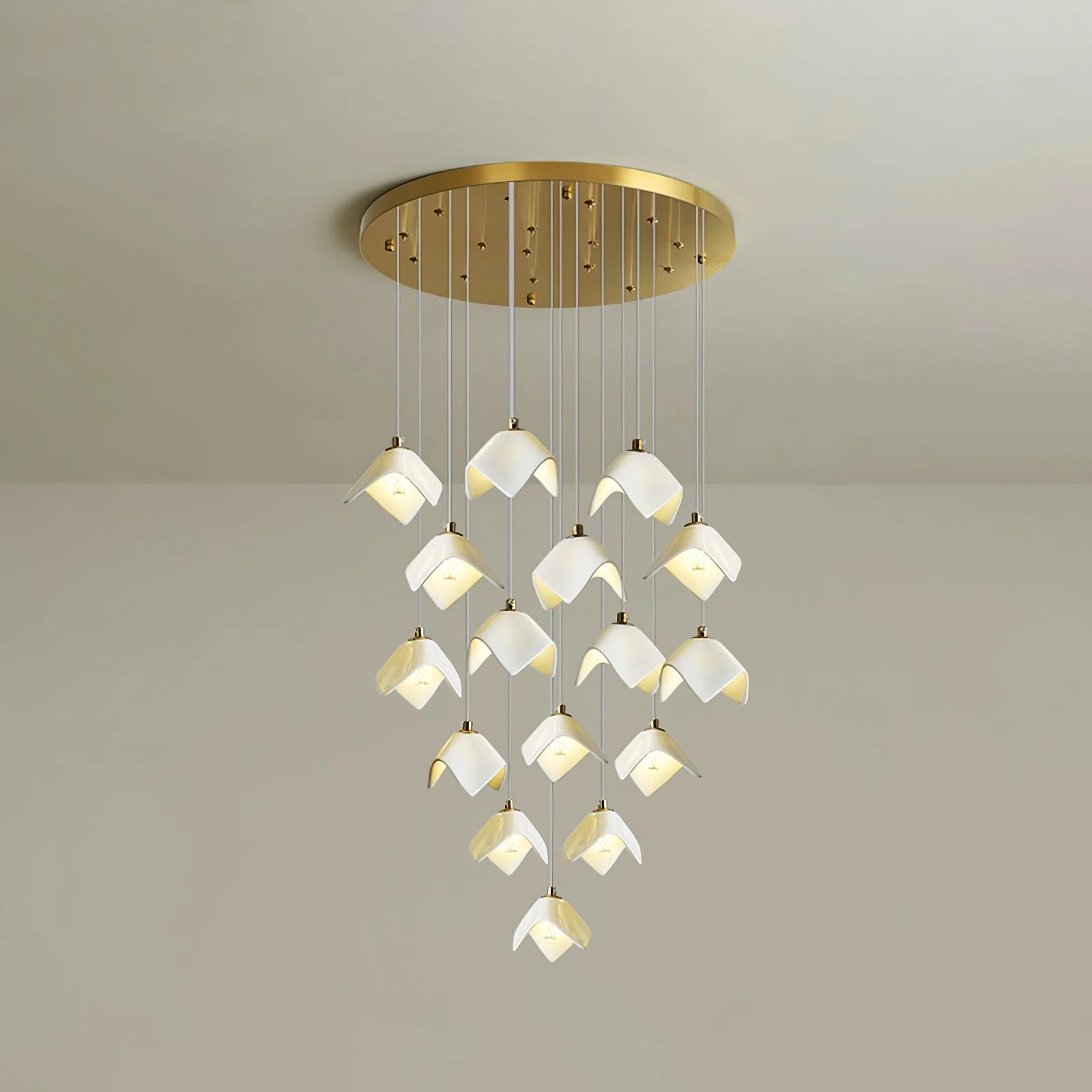 Cithayra Geometric Glass Brass Chandelier - Image 27
