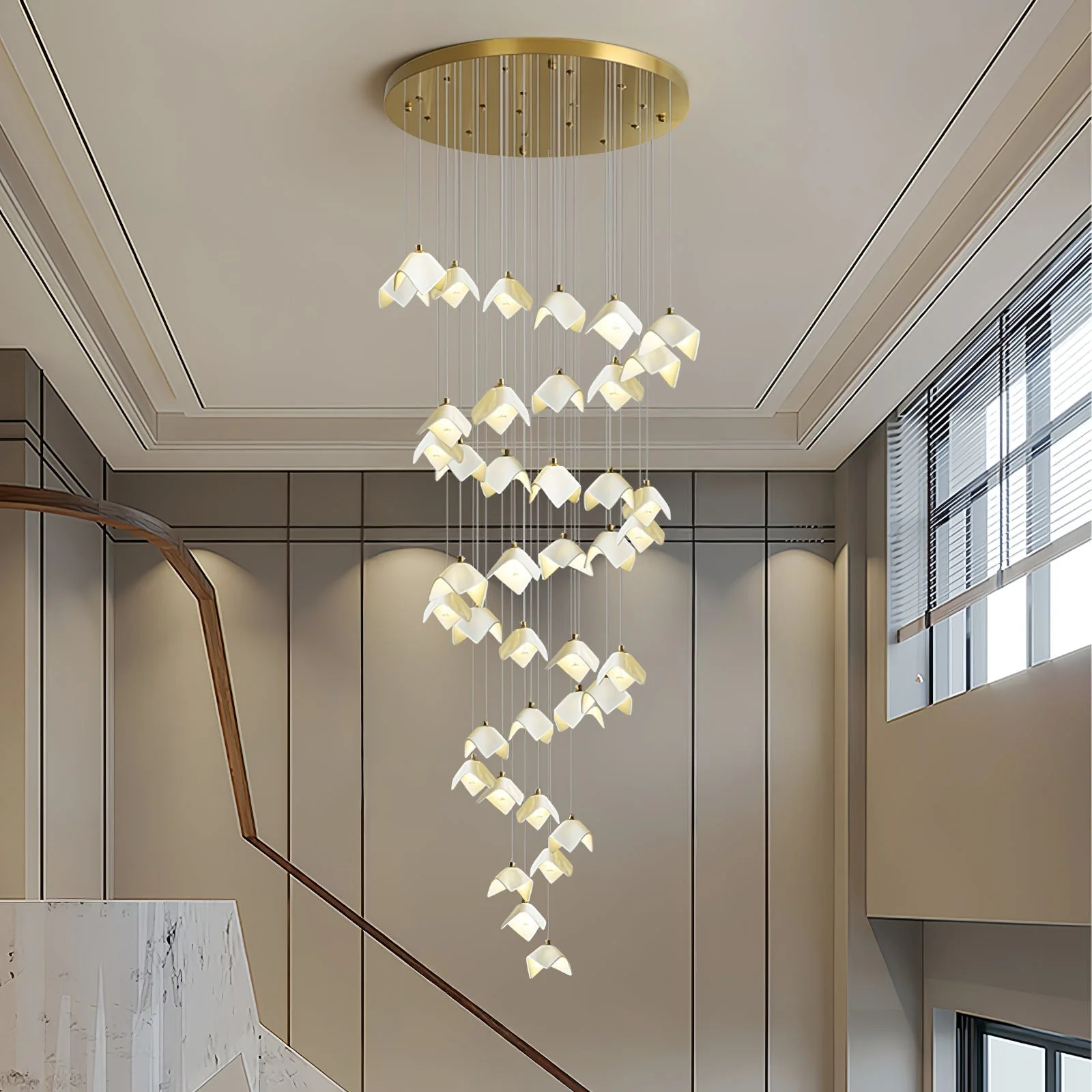 Cithayra Geometric Glass Brass Chandelier - Image 28