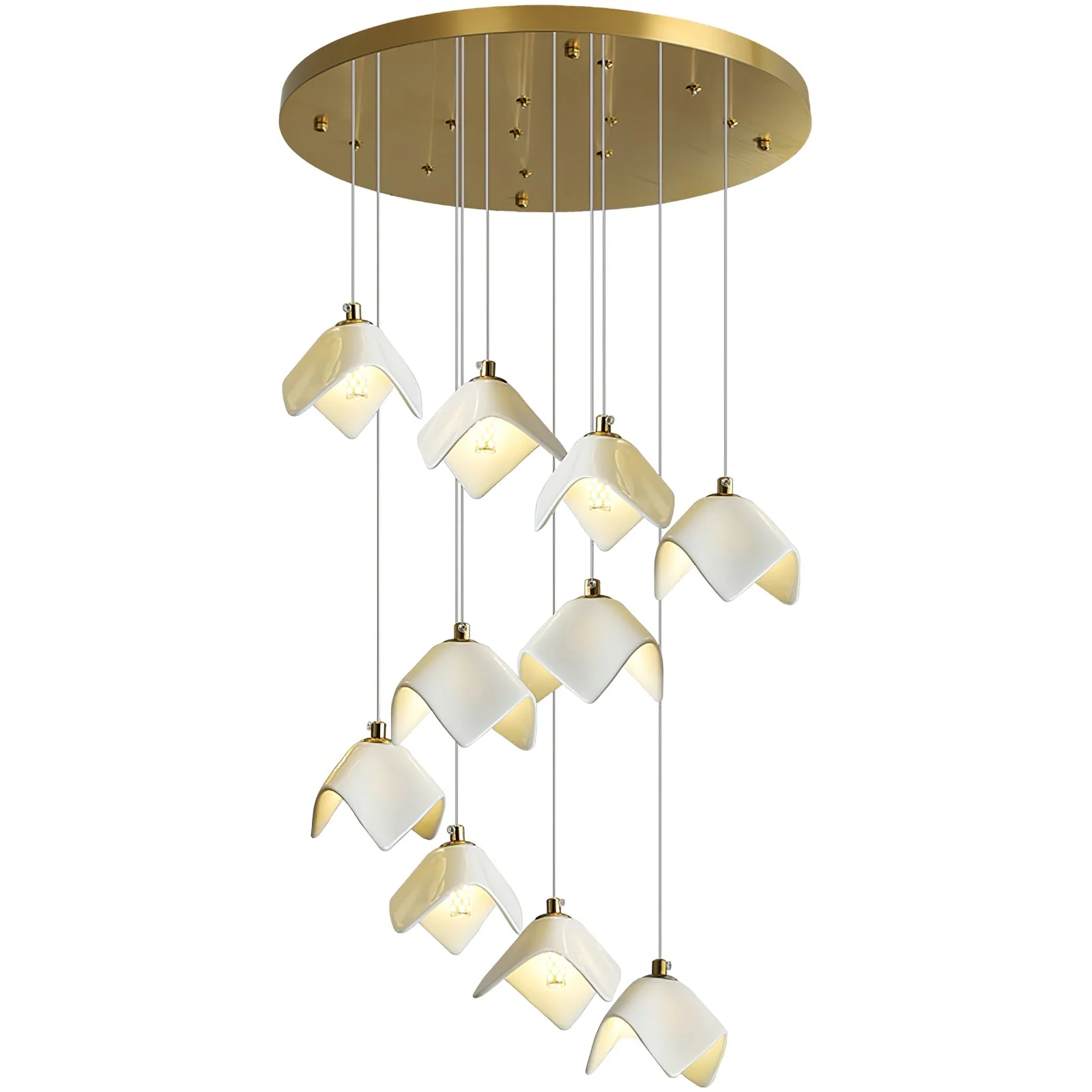 Cithayra Geometric Glass Brass Chandelier - Image 3