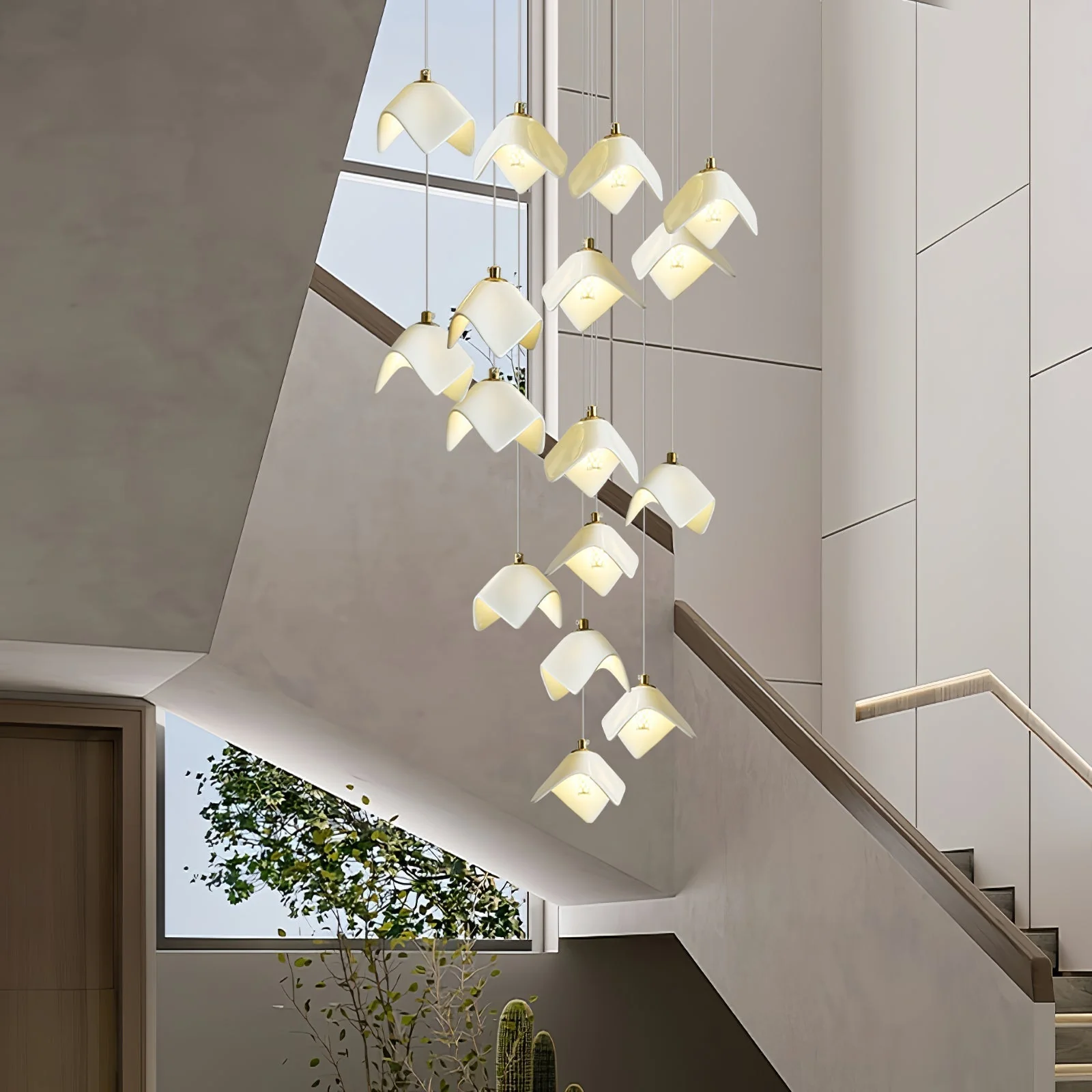 Cithayra Geometric Glass Brass Chandelier - Image 40