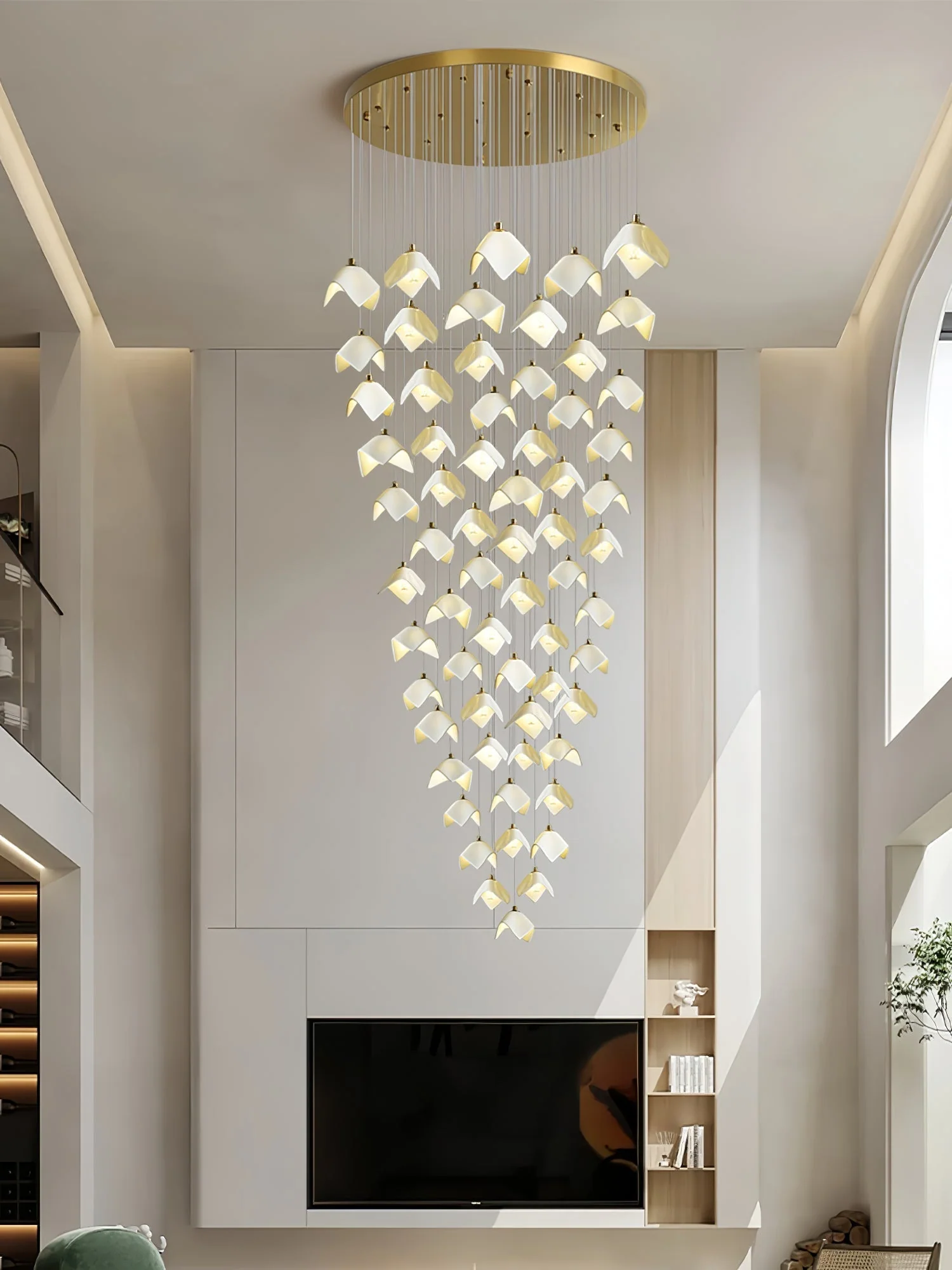 Cithayra Geometric Glass Brass Chandelier - Image 53
