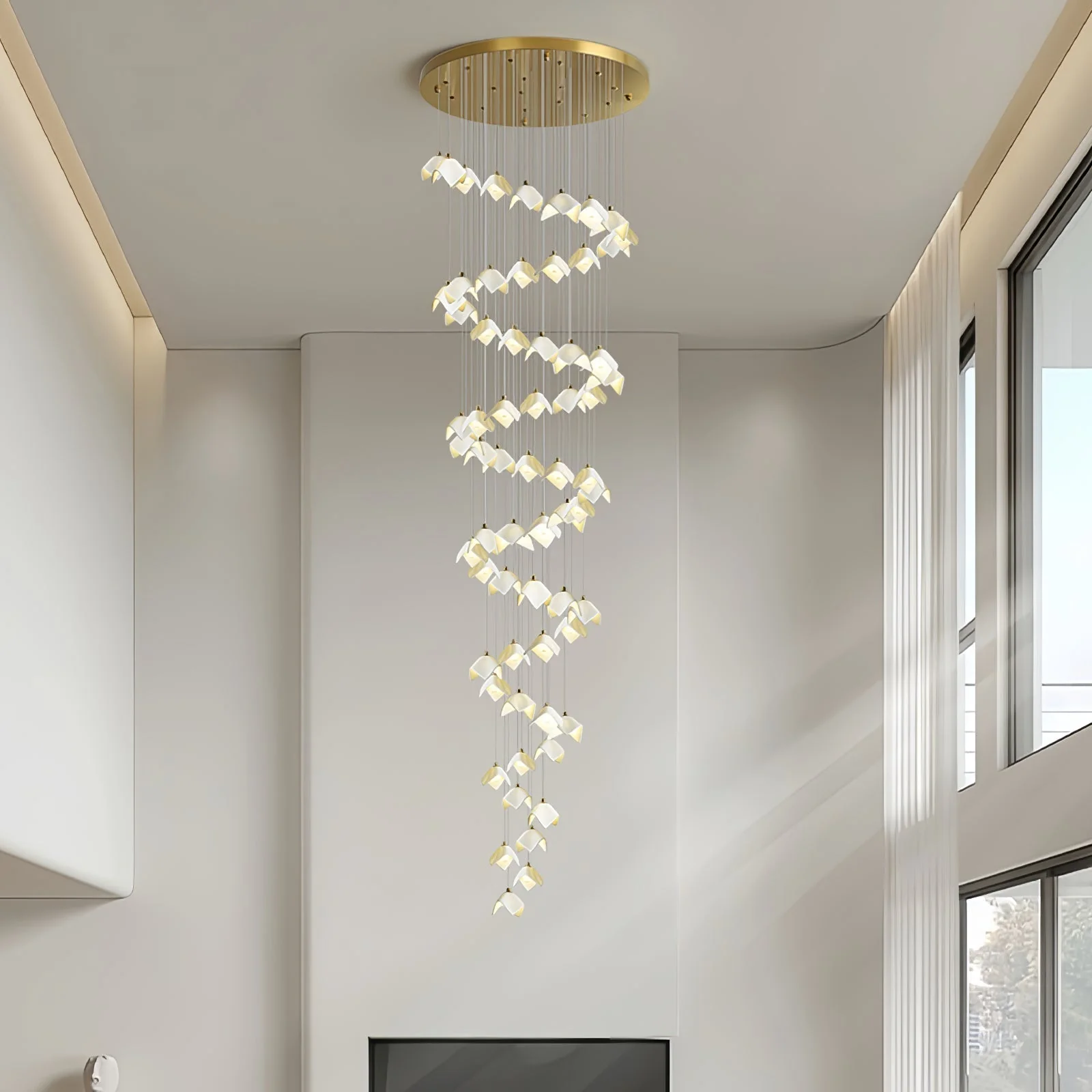Cithayra Geometric Glass Brass Chandelier - Image 54