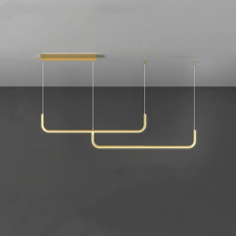 Clen Modern Linear Pendant Light Double Frame, Black/Gold - Image 10
