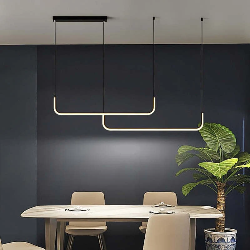 Clen Modern Linear Pendant Light Double Frame, Black/Gold - Image 3