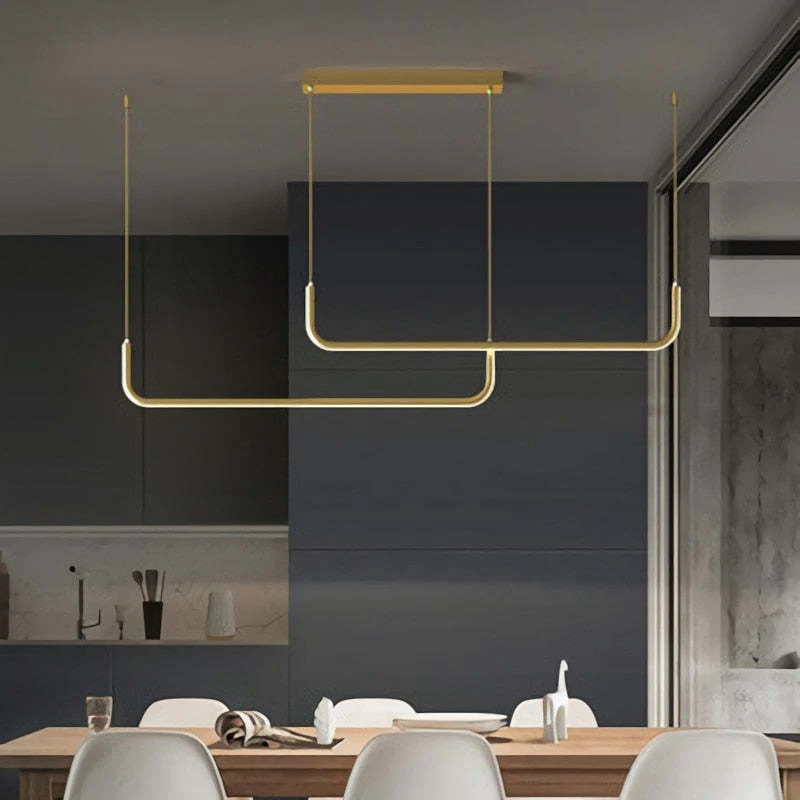 Clen Modern Linear Pendant Light Double Frame, Black/Gold - Image 7