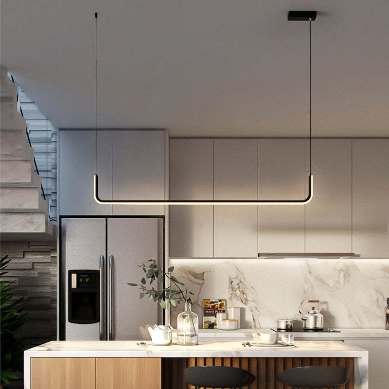 Clen Modern Linear Pendant Light Double Frame, Black/Gold - Image 8