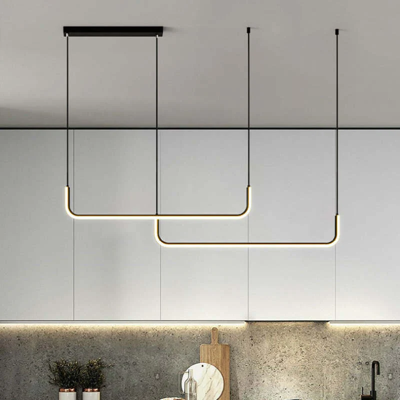 Clen Modern Linear Pendant Light Double Frame, Black/Gold - Image 9