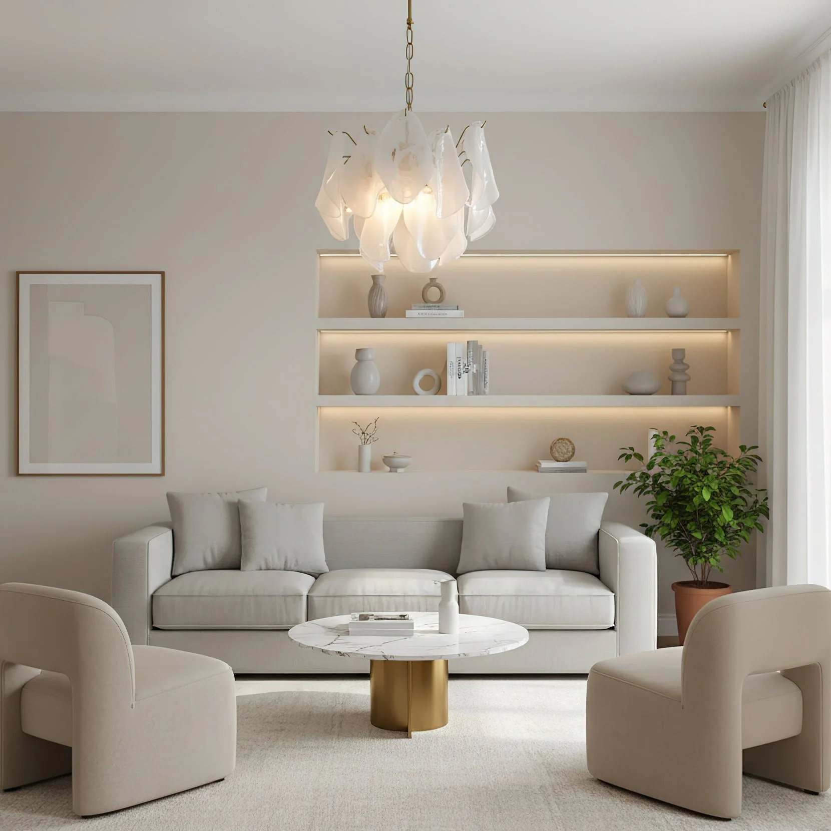 Cloudy Contemporary Glass Chandelier - Image 3