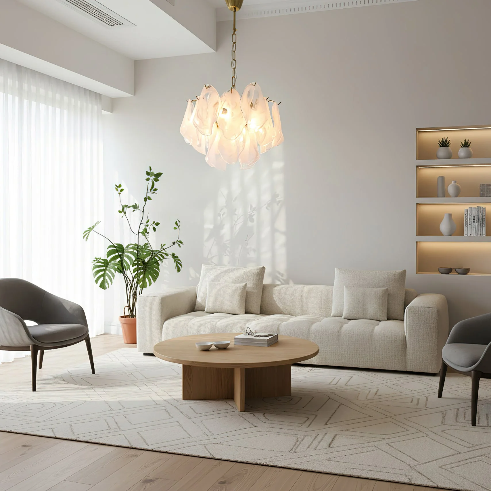 Cloudy Contemporary Glass Chandelier - Image 5