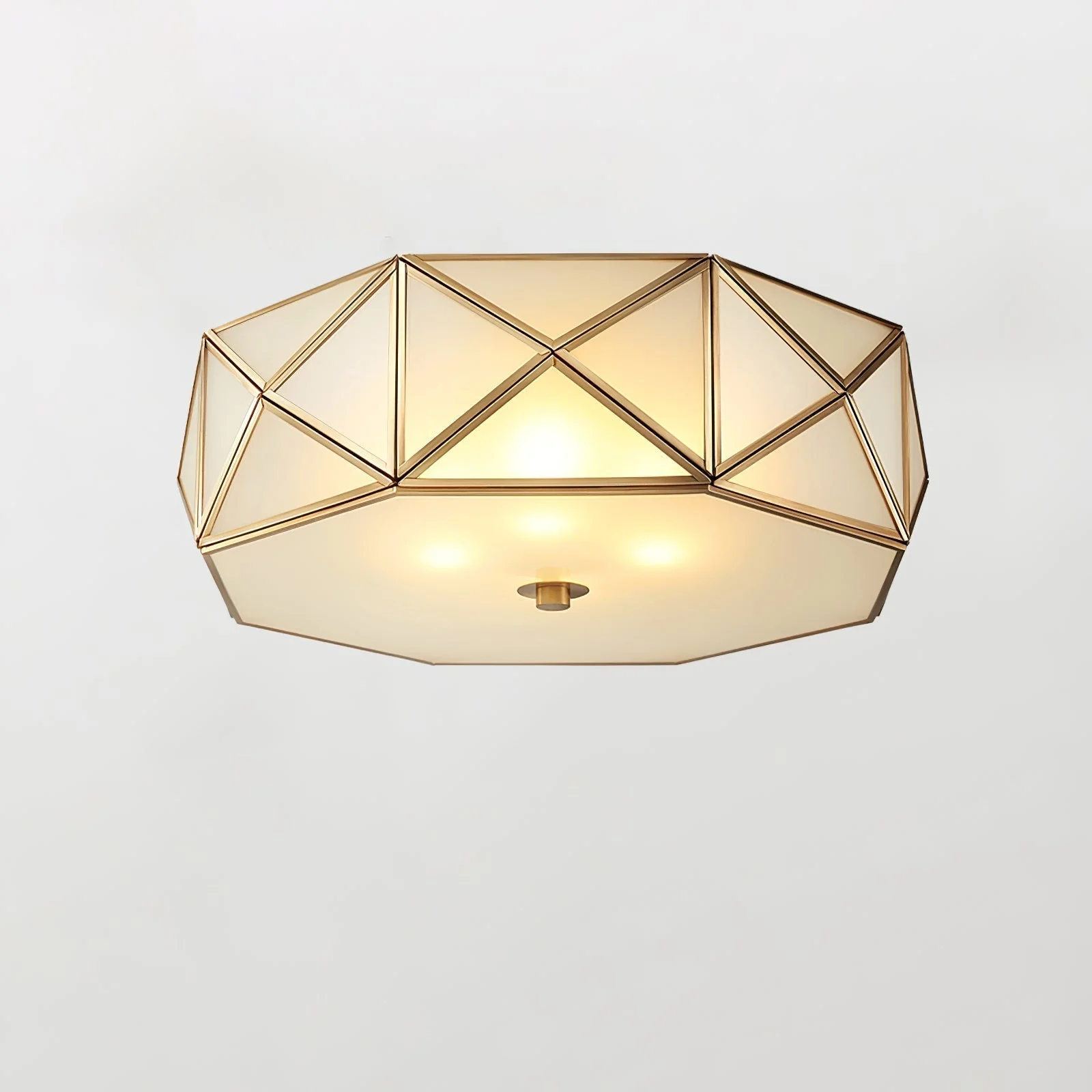 Coloreth Geometric Shaped Brass Glass Flush Ceiling Light - Image 10