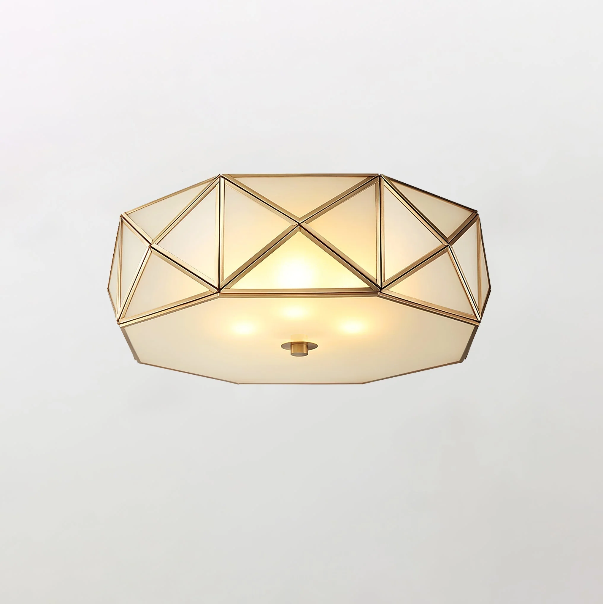 Coloreth Geometric Shaped Brass Glass Flush Ceiling Light - Image 12