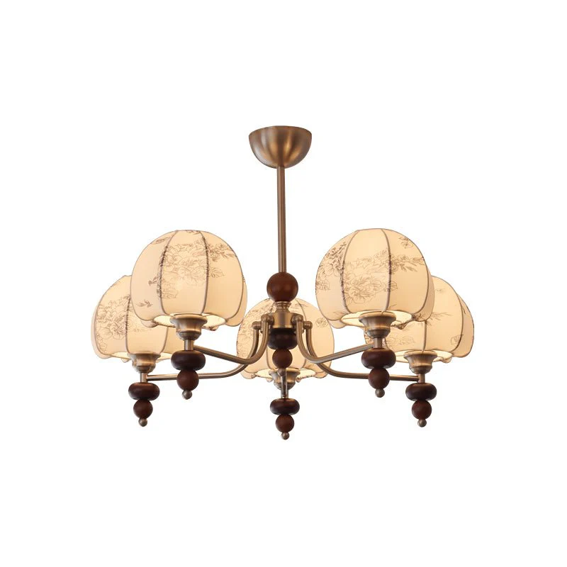 Comirisra Premium Traditional Petal Fabric Wood Chandelier - Image 15