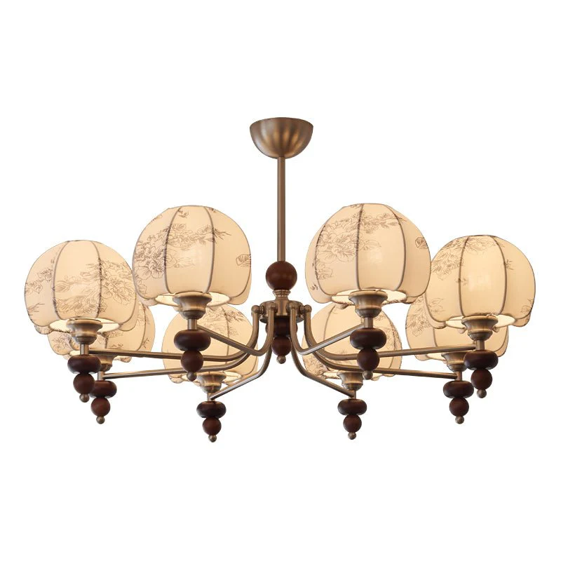 Comirisra Premium Traditional Petal Fabric Wood Chandelier - Image 16