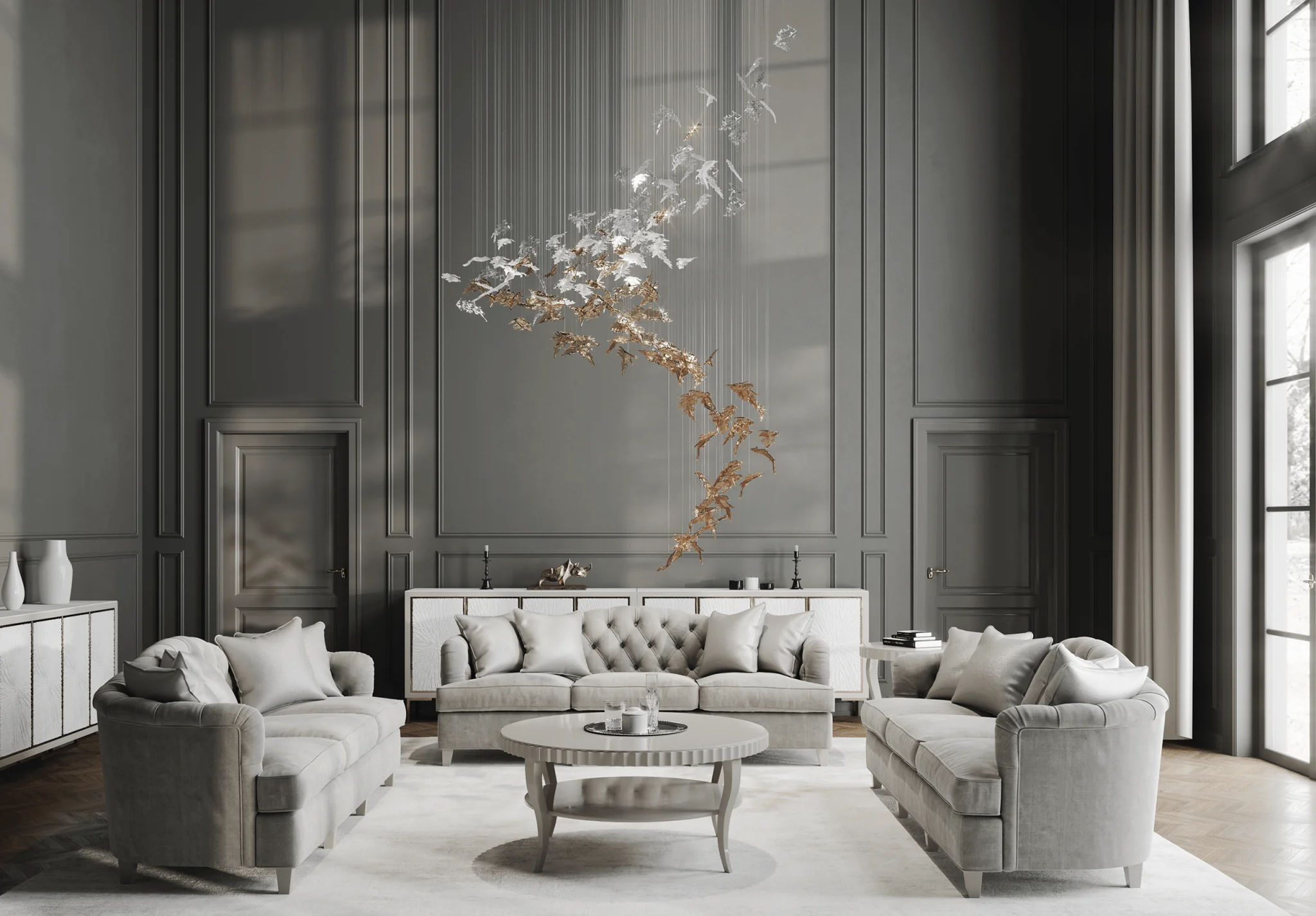 Cosolion Bird Amber Clear Glass Chandelier - Image 13