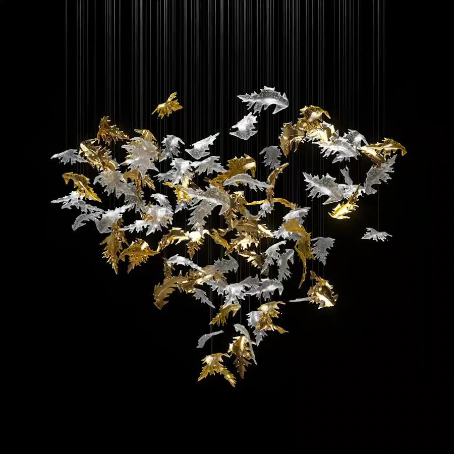 Cosolion Bird Amber Clear Glass Chandelier - Image 16