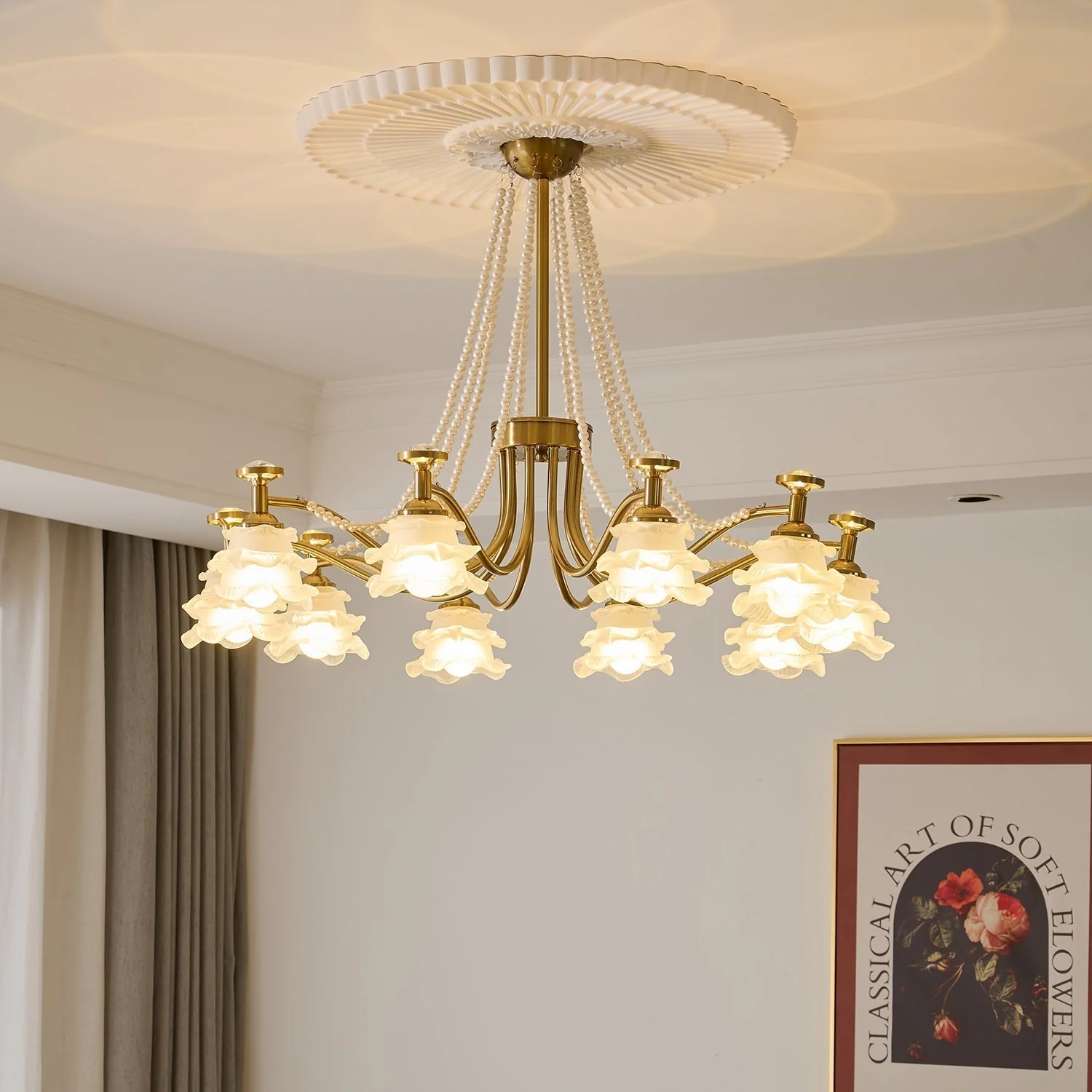 Cotalisra Premium Elegance Rose Glass Chandelier - Image 3
