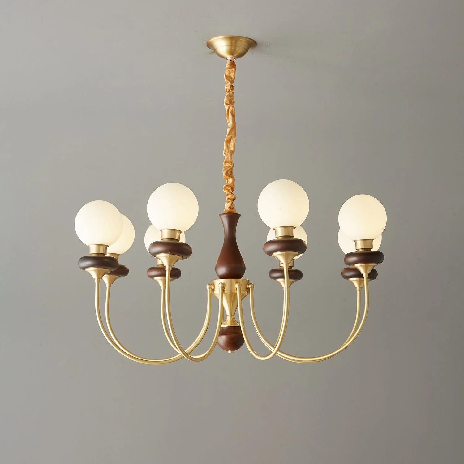 Cotheor Vintage Traditional Arc Wood Glass Chandelier - Image 12