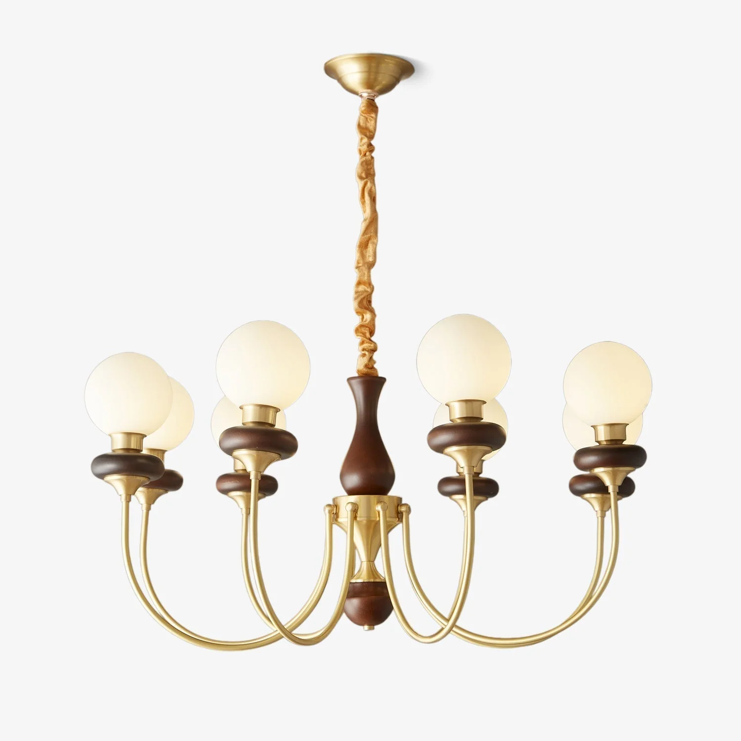 Cotheor Vintage Traditional Arc Wood Glass Chandelier - Image 13
