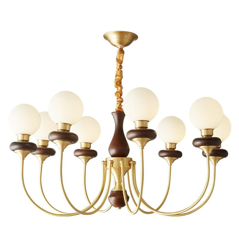 Cotheor Vintage Traditional Arc Wood Glass Chandelier - Image 14
