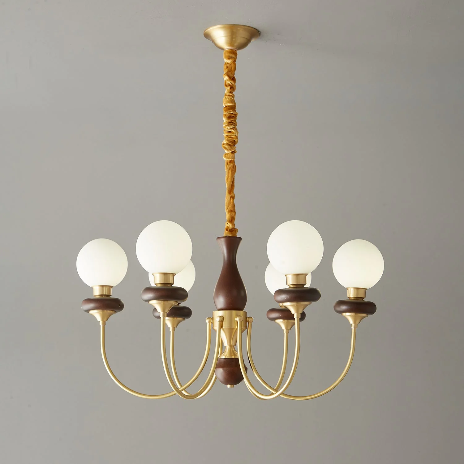 Cotheor Vintage Traditional Arc Wood Glass Chandelier - Image 2