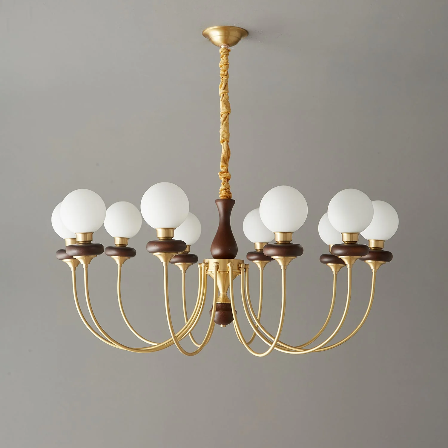Cotheor Vintage Traditional Arc Wood Glass Chandelier - Image 20