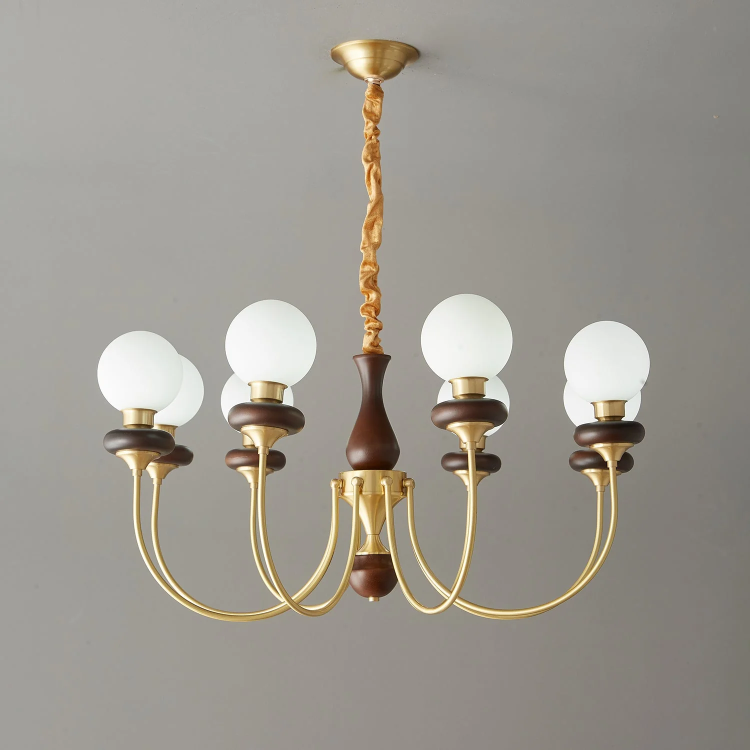 Cotheor Vintage Traditional Arc Wood Glass Chandelier - Image 23