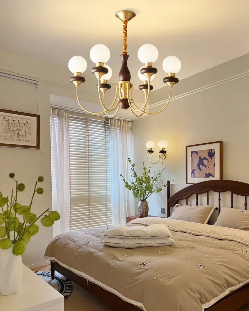 Cotheor Vintage Traditional Arc Wood Glass Chandelier - Image 25