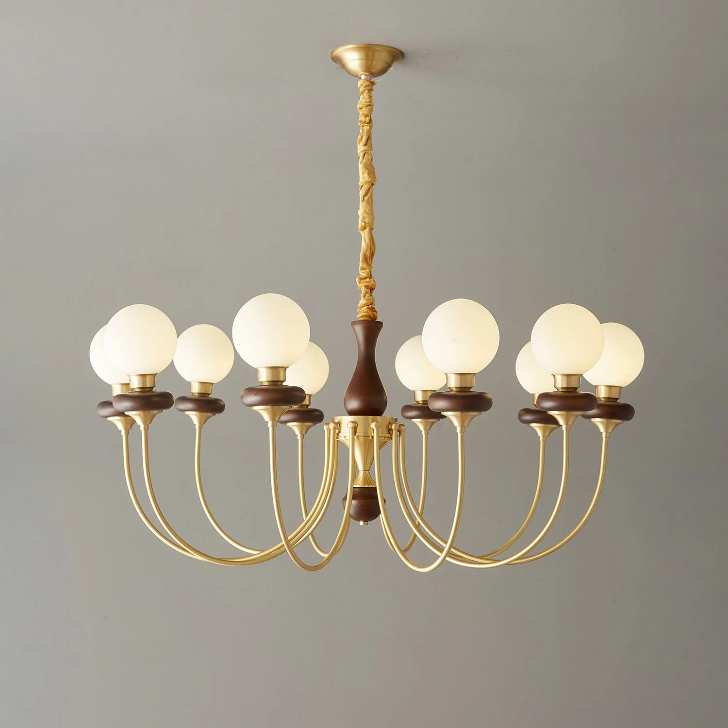 Cotheor Vintage Traditional Arc Wood Glass Chandelier - Image 29