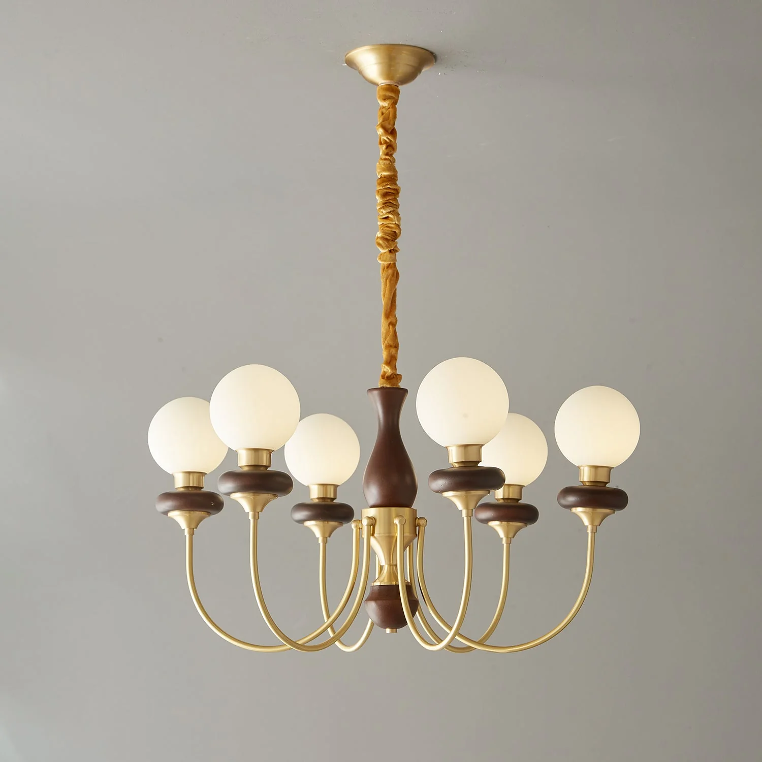 Cotheor Vintage Traditional Arc Wood Glass Chandelier - Image 3
