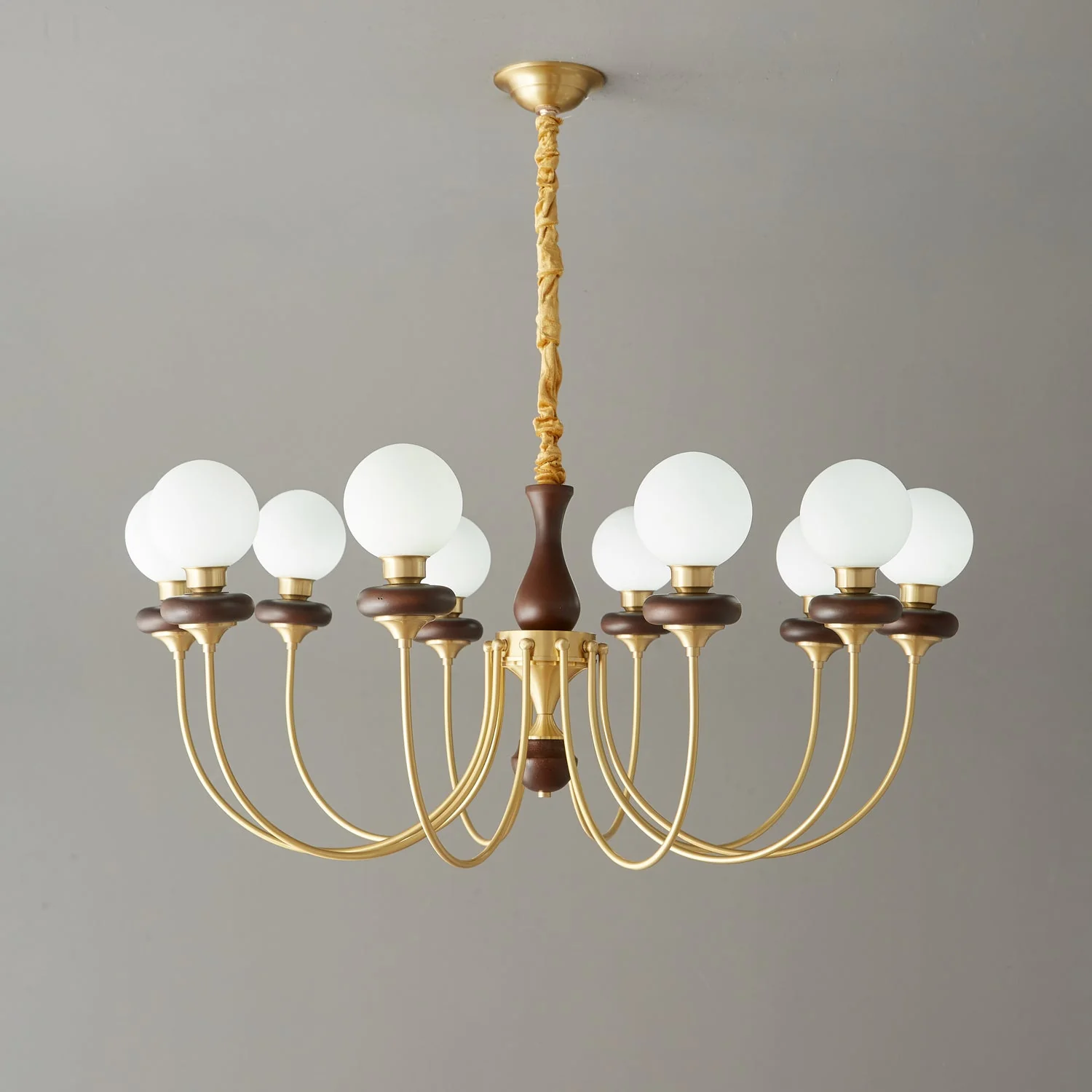 Cotheor Vintage Traditional Arc Wood Glass Chandelier - Image 30