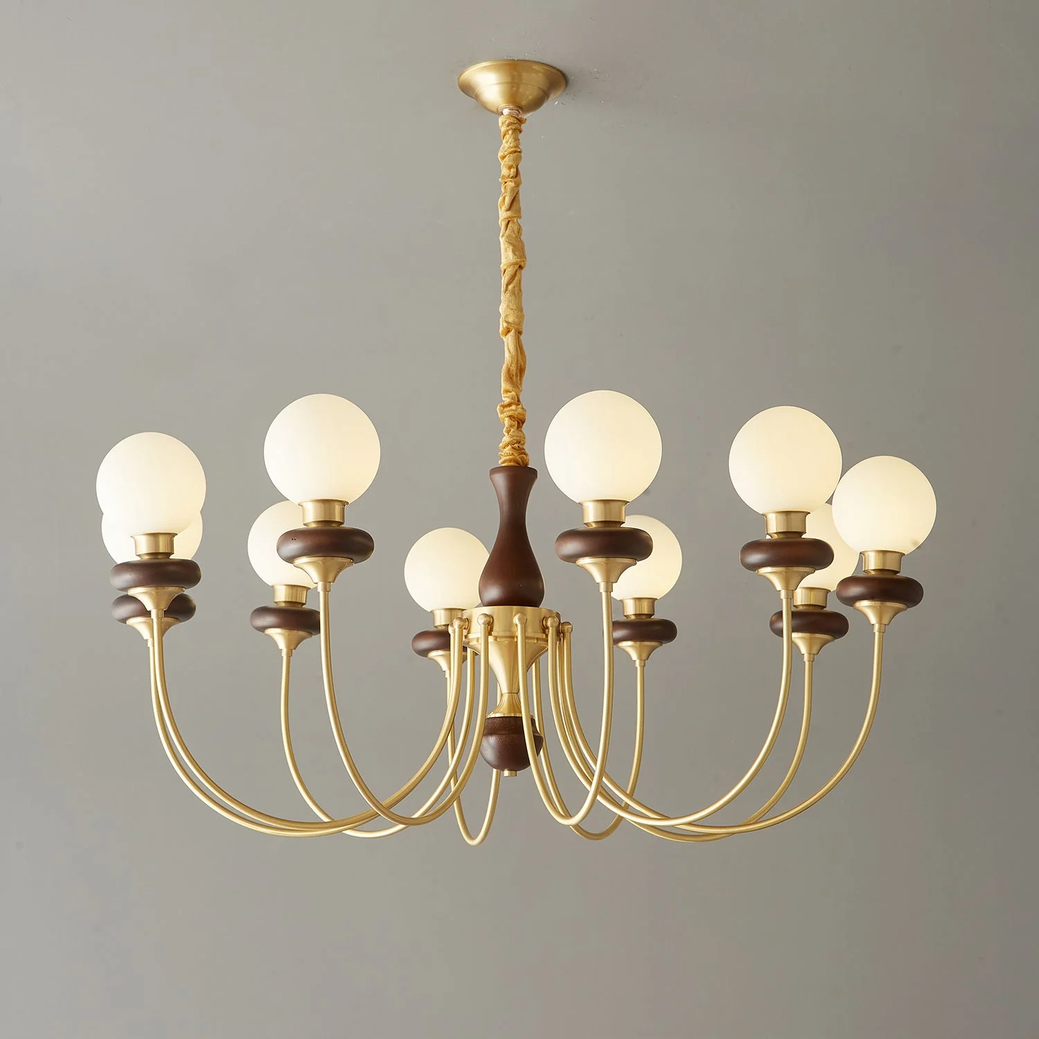 Cotheor Vintage Traditional Arc Wood Glass Chandelier - Image 31