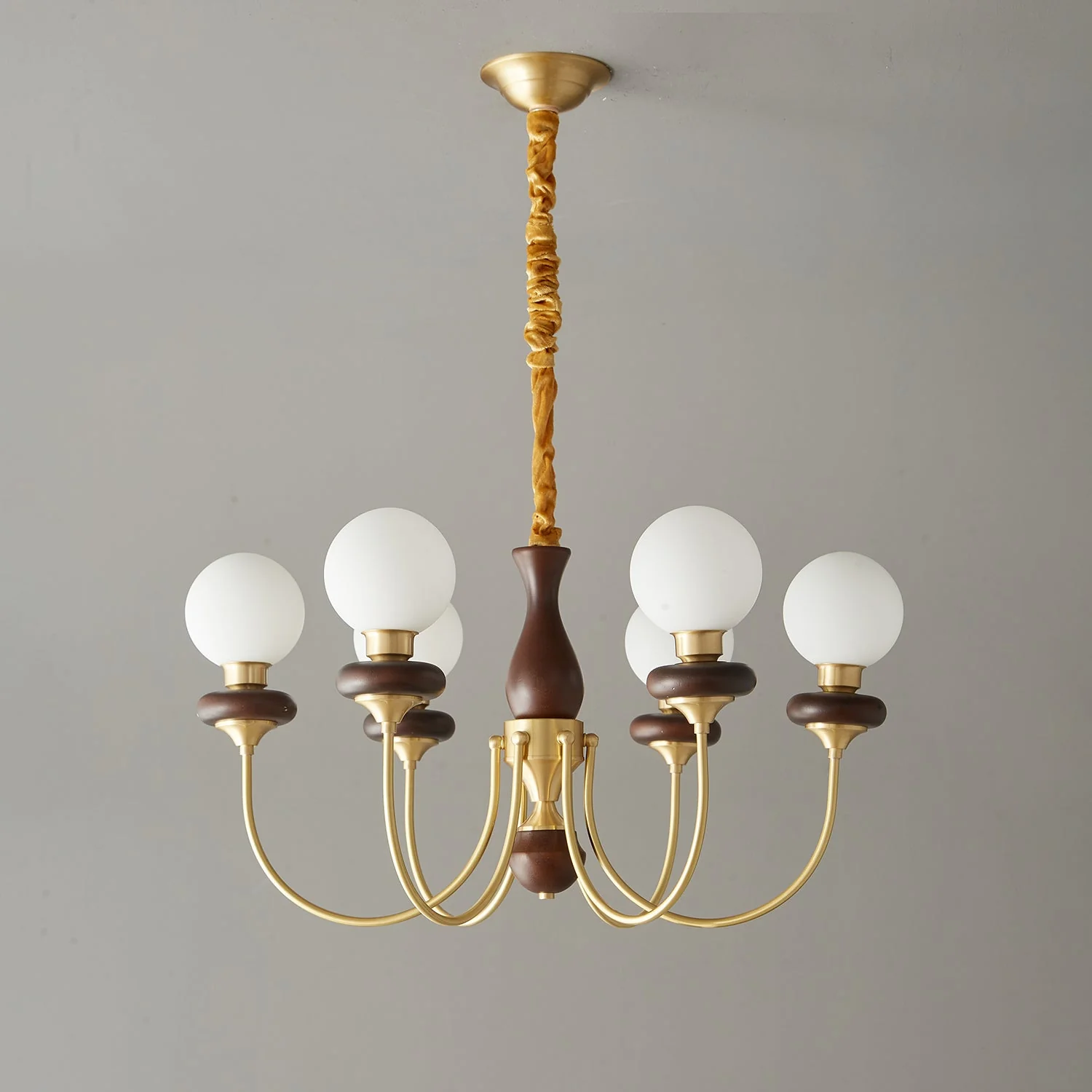 Cotheor Vintage Traditional Arc Wood Glass Chandelier - Image 32