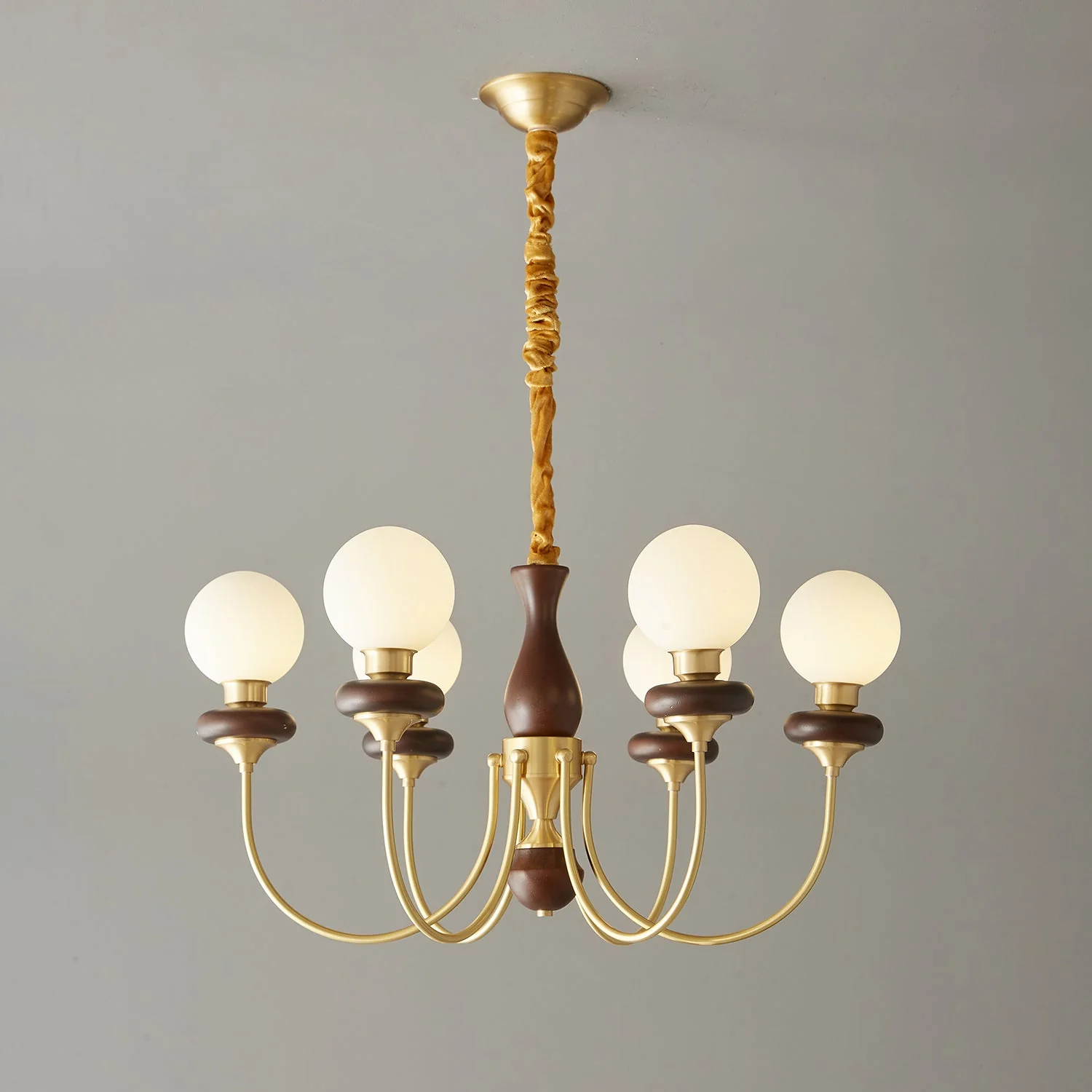 Cotheor Vintage Traditional Arc Wood Glass Chandelier - Image 33