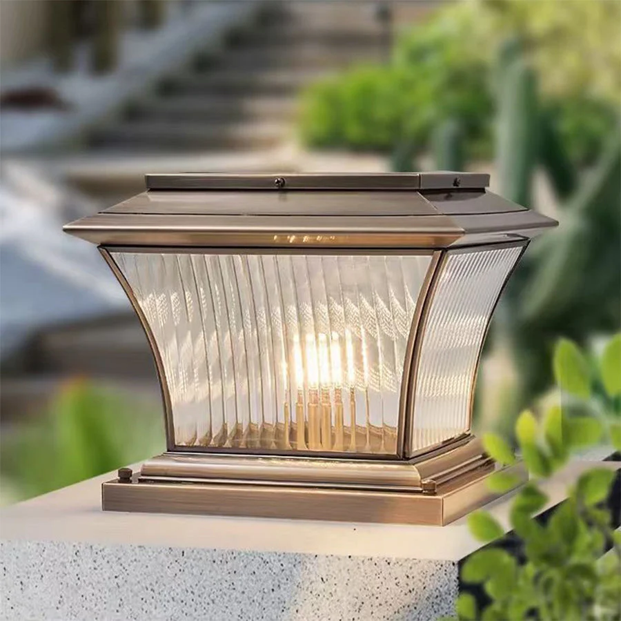 Counse Copper European style Glass Outdoor Pillar Light - Image 7