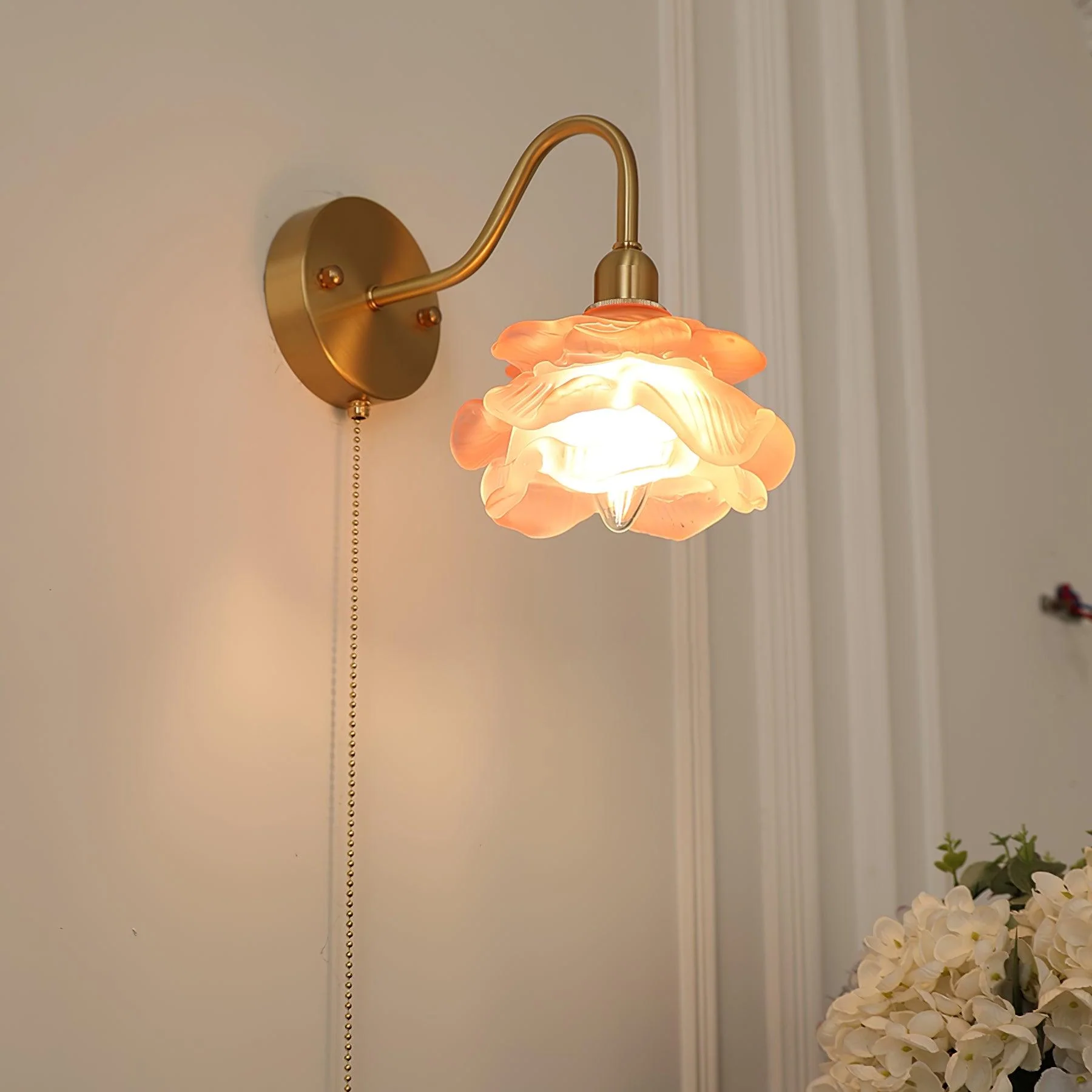 Cove Nordic Art Rose Brass Glass Wall Light - Image 10