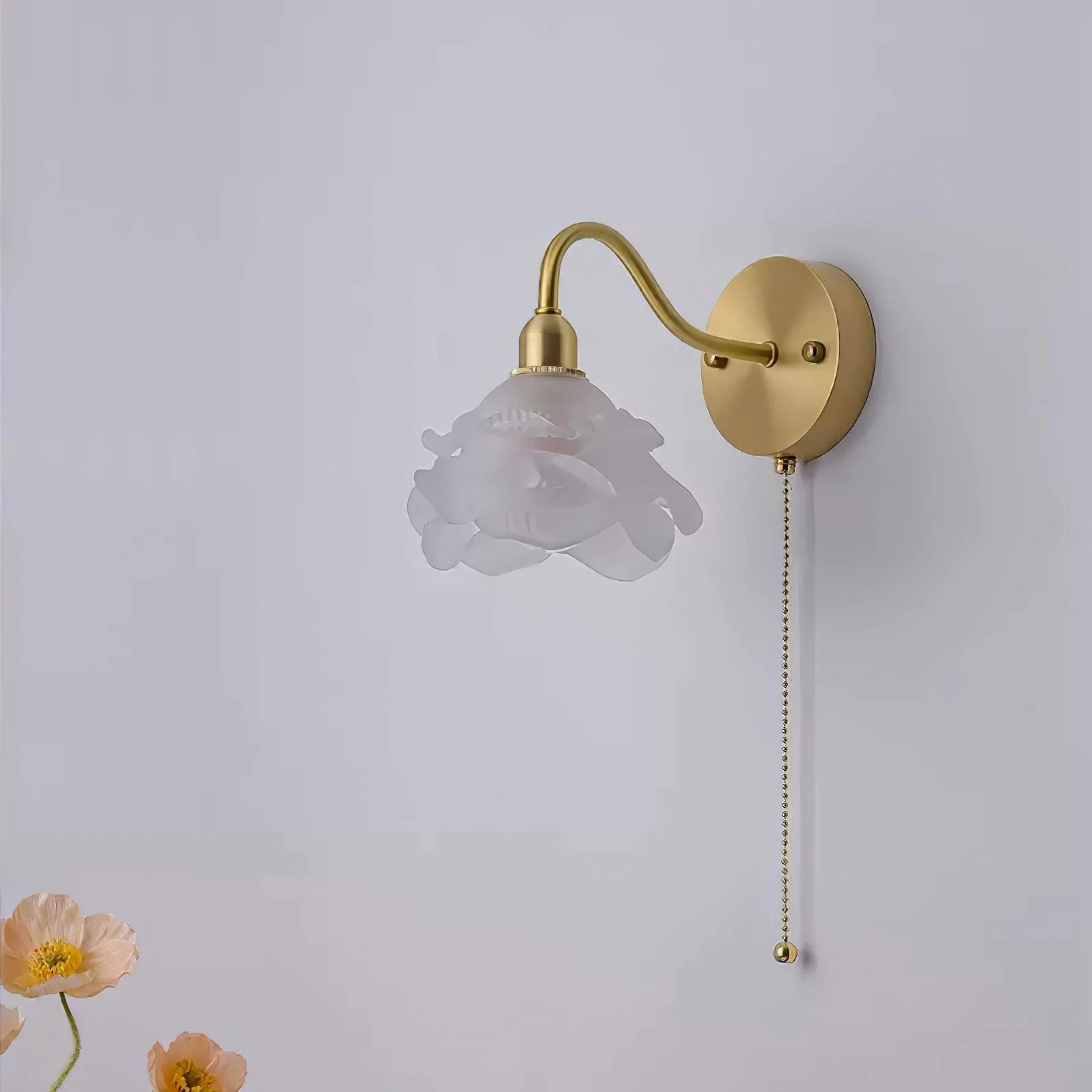 Cove Nordic Art Rose Brass Glass Wall Light - Image 16