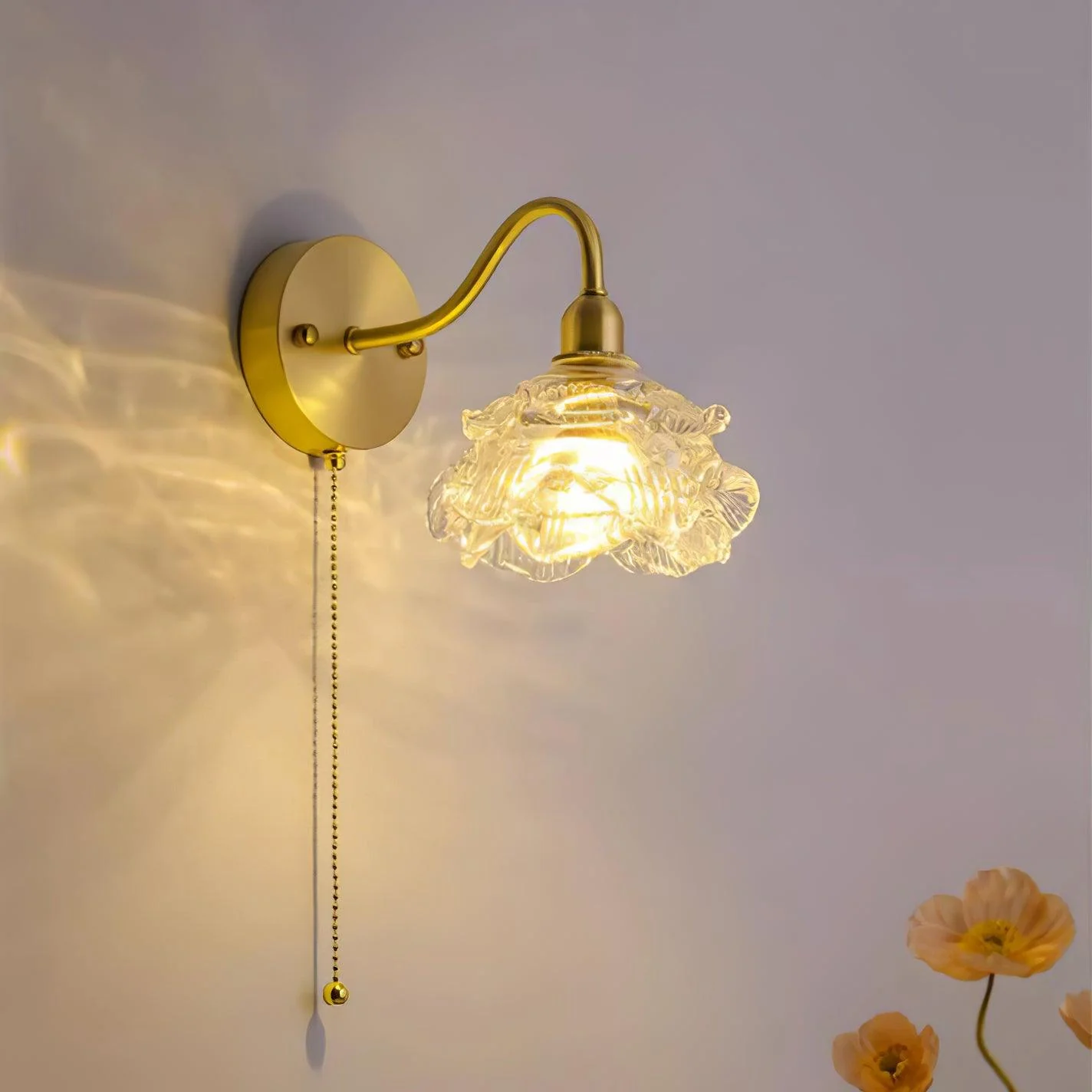 Cove Nordic Art Rose Brass Glass Wall Light - Image 17