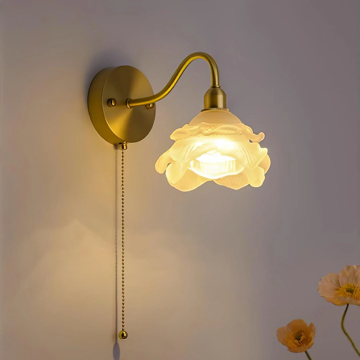 Cove Nordic Art Rose Brass Glass Wall Light - Image 18