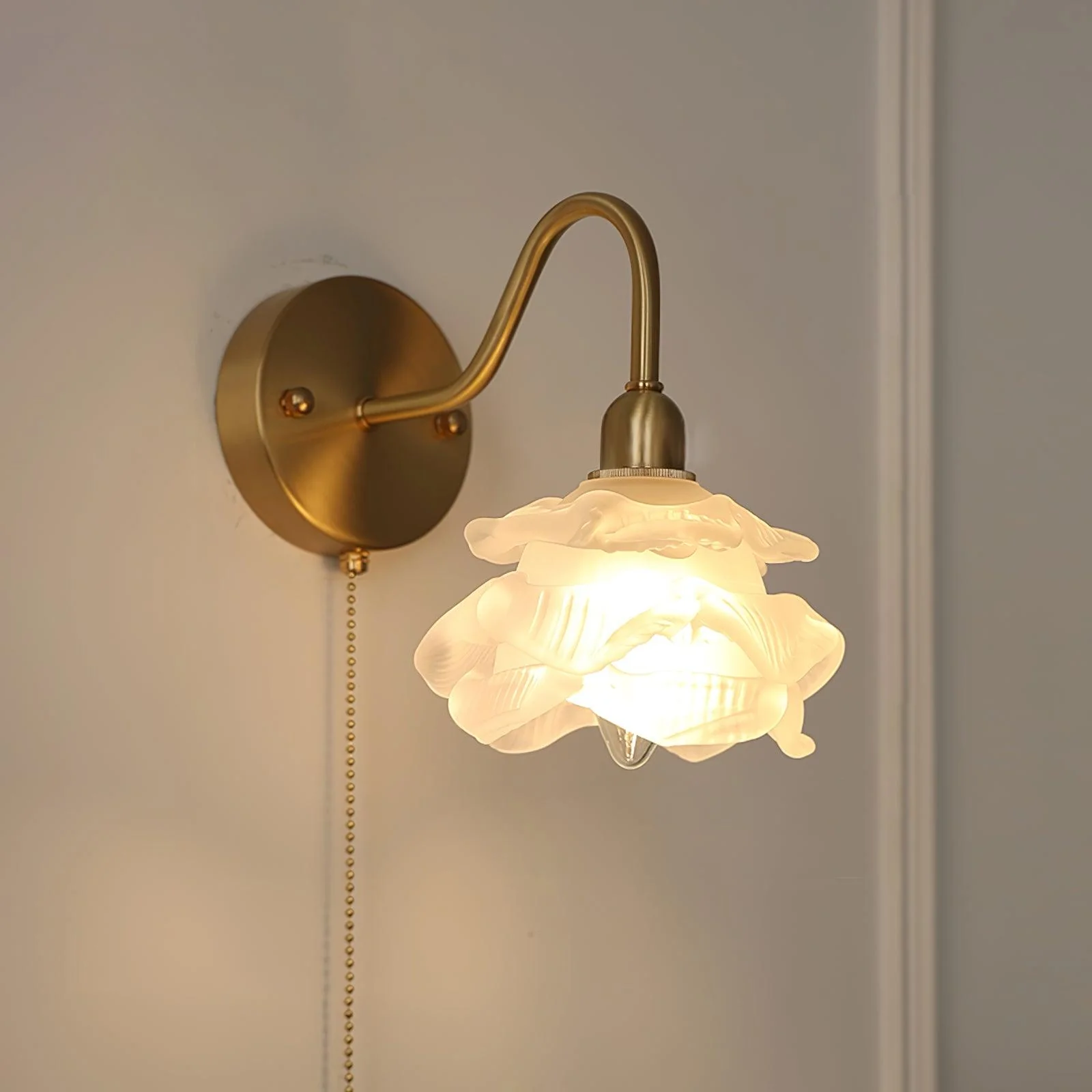 Cove Nordic Art Rose Brass Glass Wall Light - Image 21