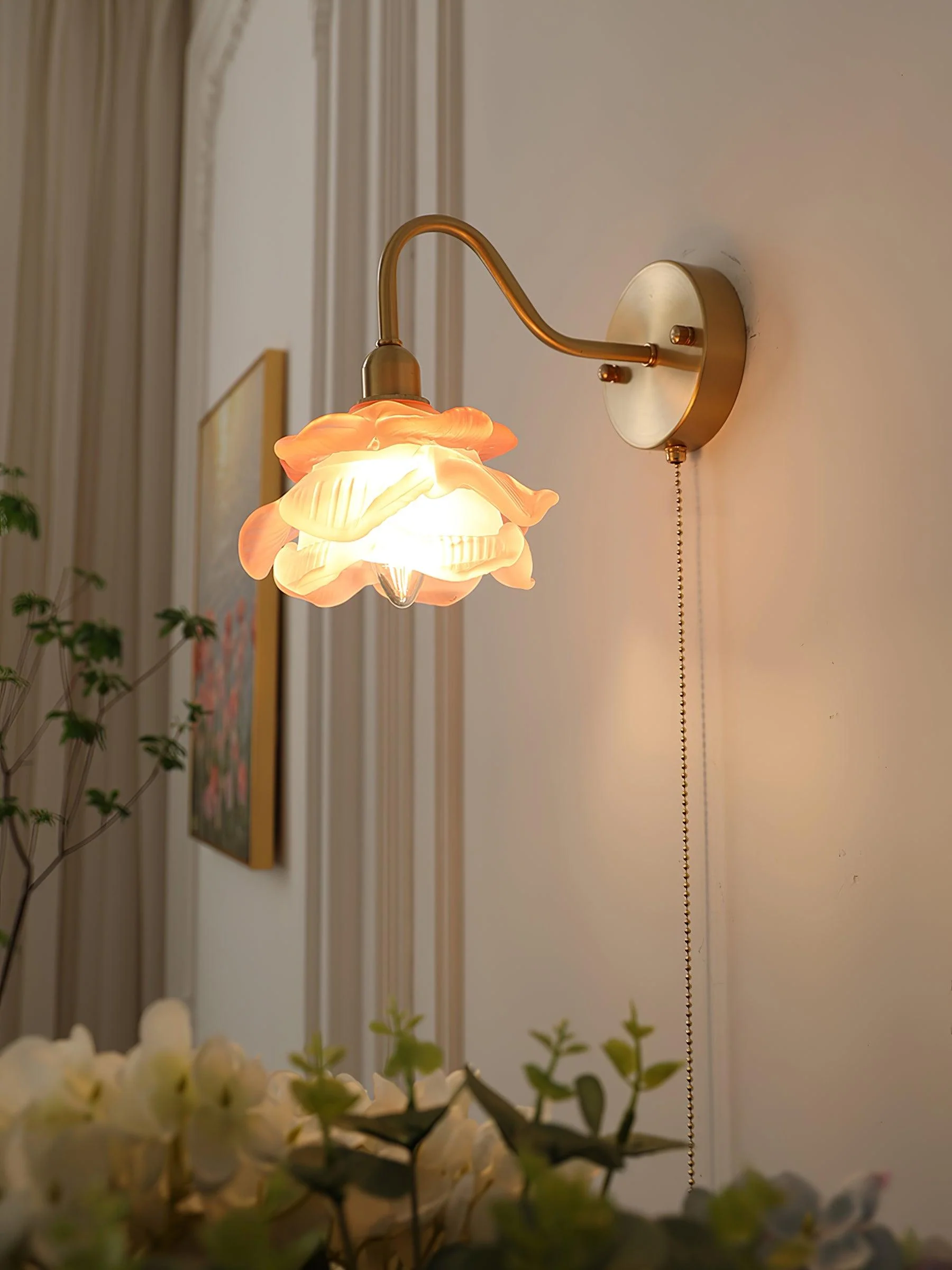 Cove Nordic Art Rose Brass Glass Wall Light - Image 22