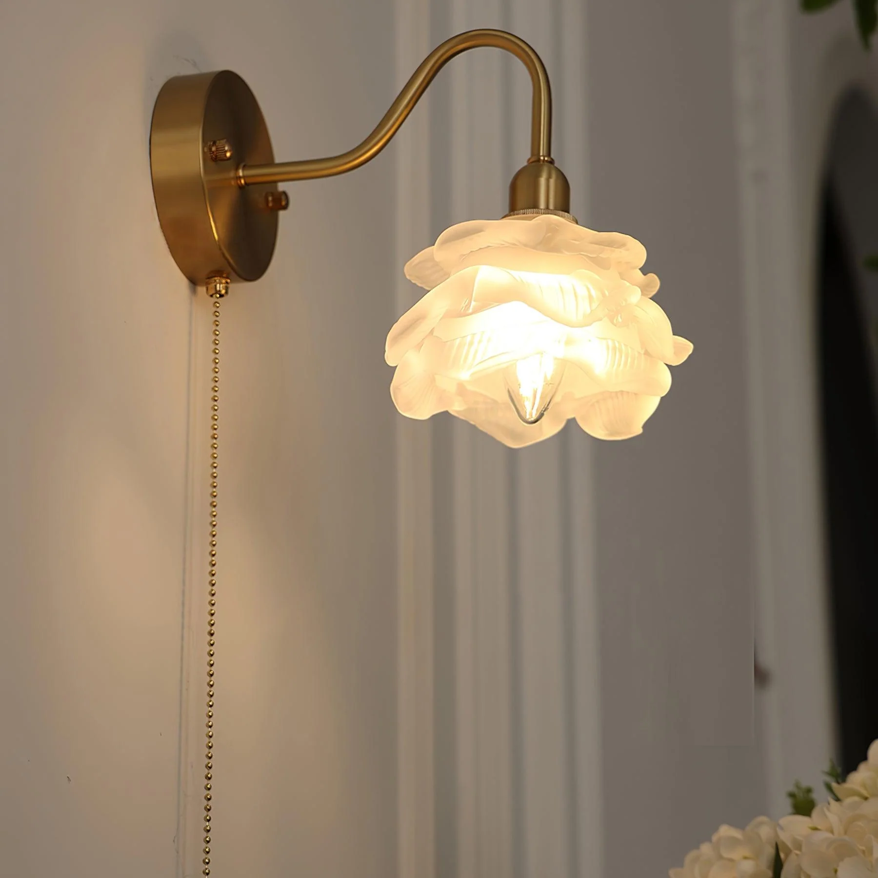 Cove Nordic Art Rose Brass Glass Wall Light - Image 24