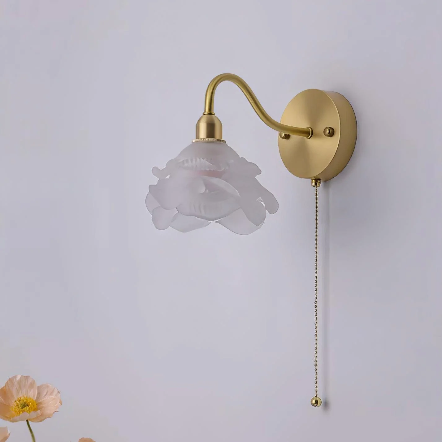 Cove Nordic Art Rose Brass Glass Wall Light - Image 3