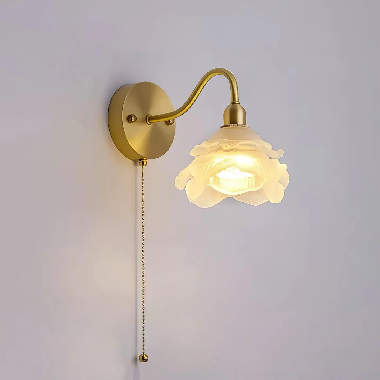 Cove Nordic Art Rose Brass Glass Wall Light - Image 5